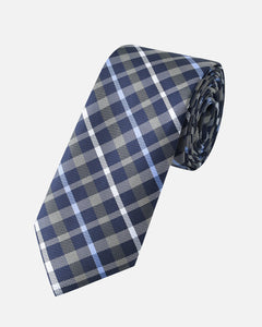 Immortal Charcoal Powder Blue & Navy Stripe Tie