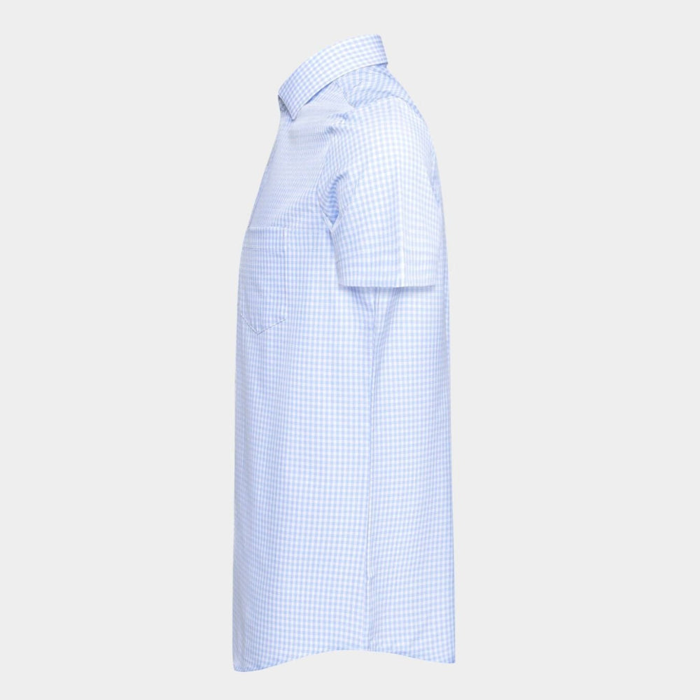 Phenom Classic Light Blue Gingham Short Sleeve Dress Shirt