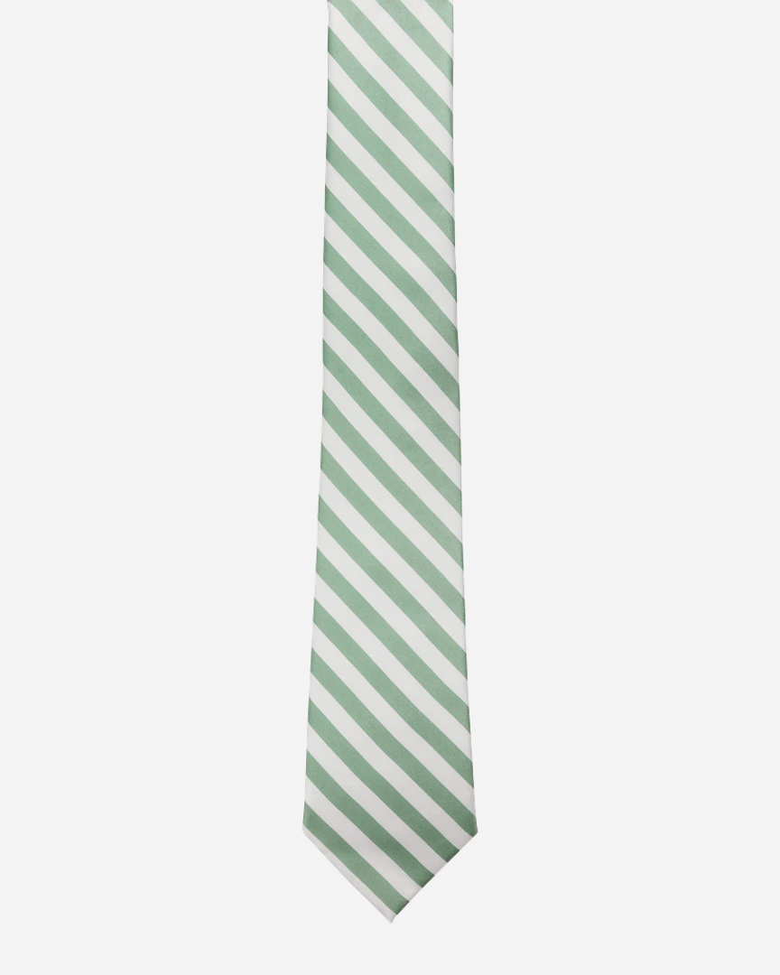 Immortal Green &amp; White Striped Dress Tie