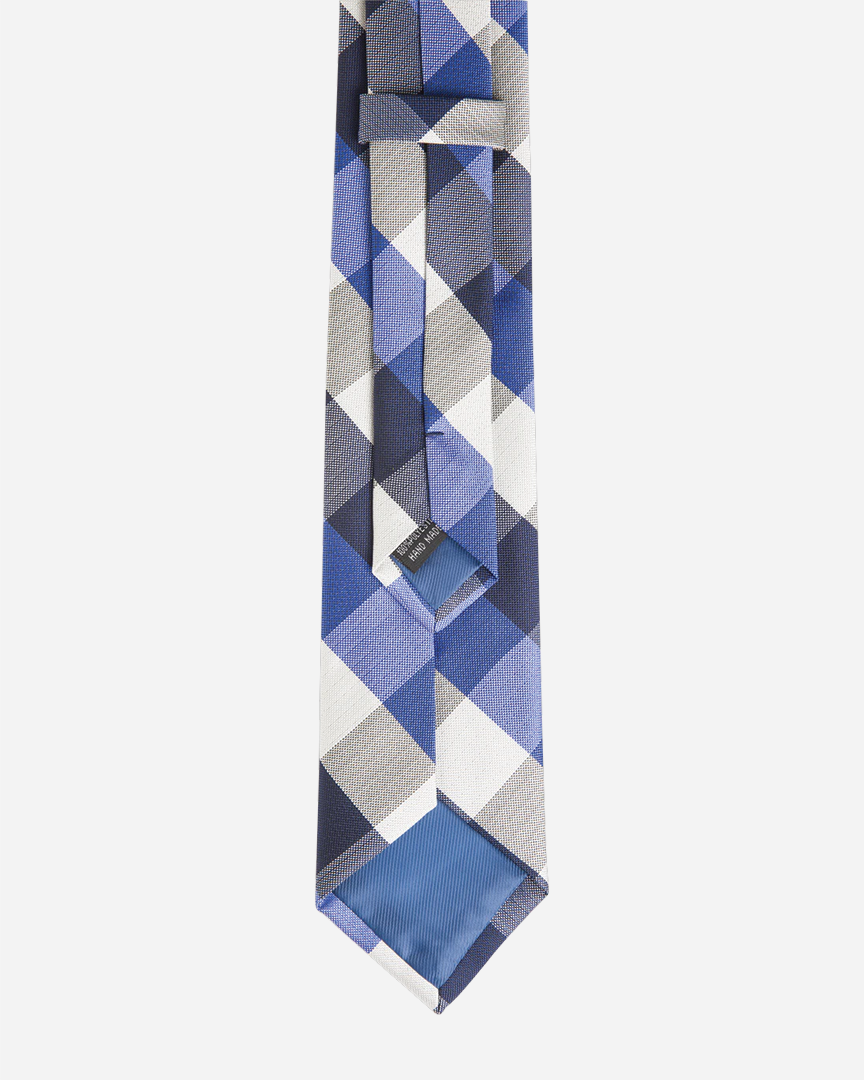 Immortal Royal Blue Grey Navy White Checkered Dress Tie