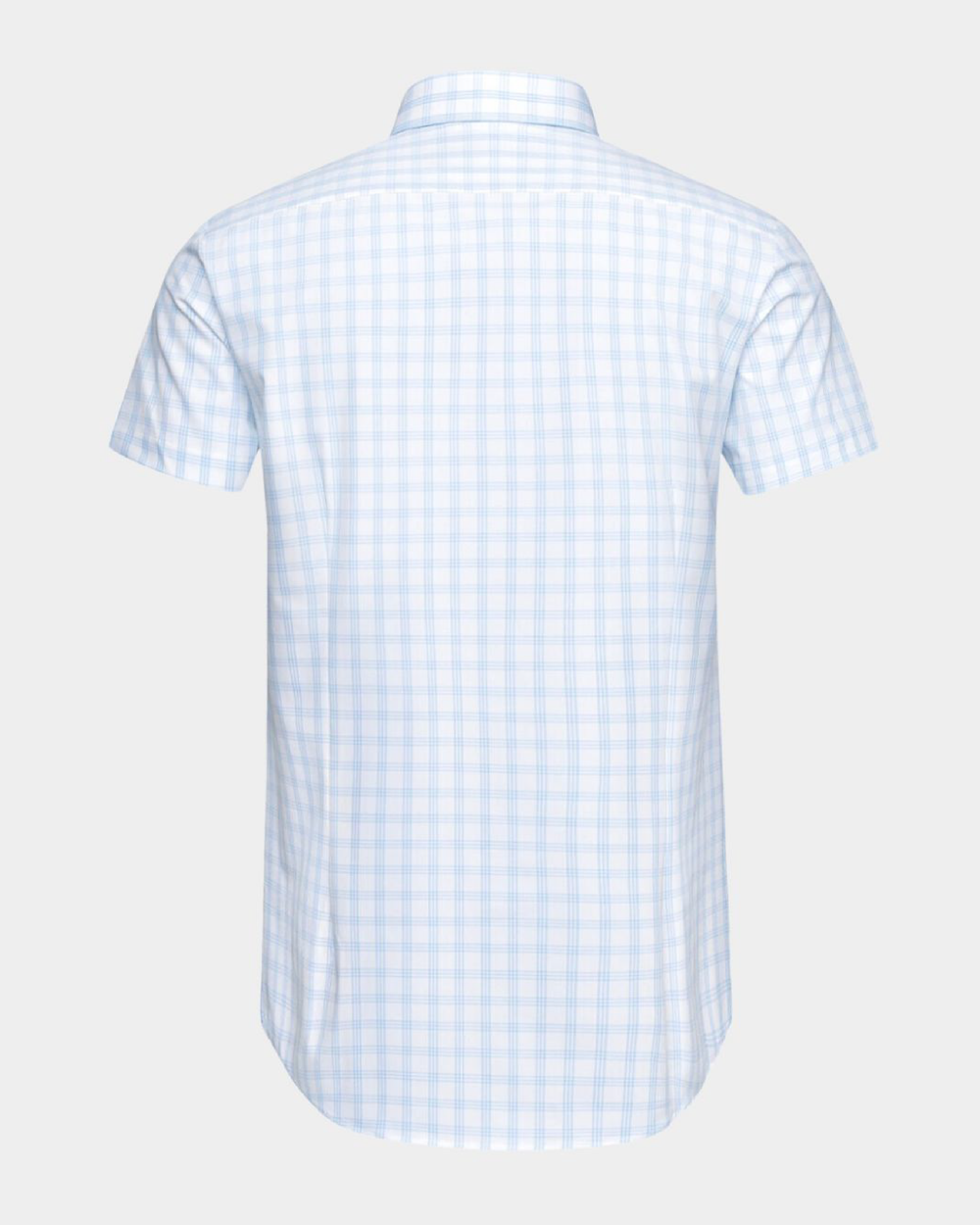 Phenom Classic Light Blue Tartan Short Sleeve Dress Shirt